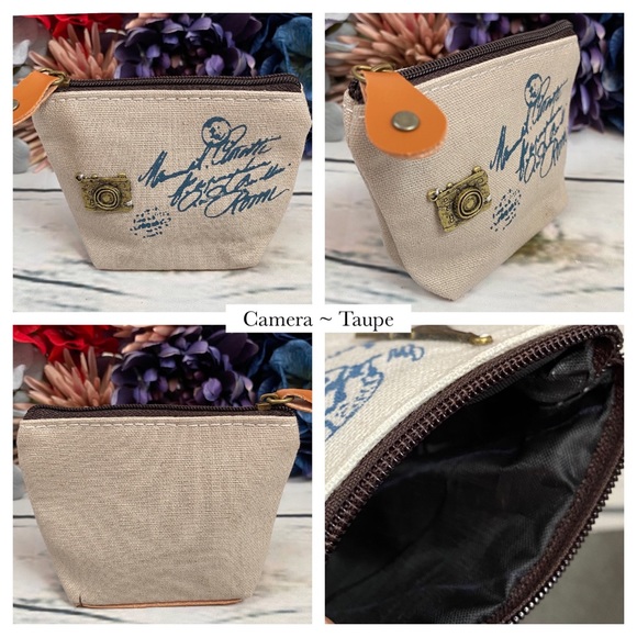 Small Canvas Vintage Coin Purse with Charms - Picture 6 of 8